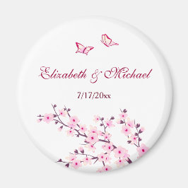 Cherry Blossom Pink White bewaart de datum Magnet