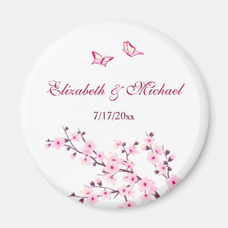 Cherry Blossom Pink White bewaart de datum Magnet