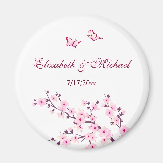 Cherry Blossom Pink White bewaart de datum Magnet (Voorkant)