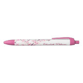 Cherry Blossom Pink White Business Zwarte Inkt Pen (Bovenkant)