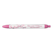 Cherry Blossom Pink White Business Zwarte Inkt Pen (Voorkant)