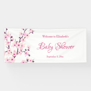 Cherry Blossom Pink White Custom Baby shower Spandoek