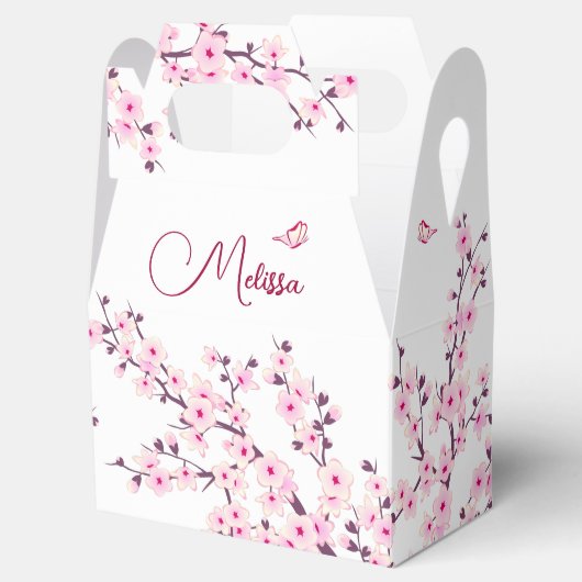 Cherry Blossom Pink White Custom Birthday Bedankdoosjes (Geopend)