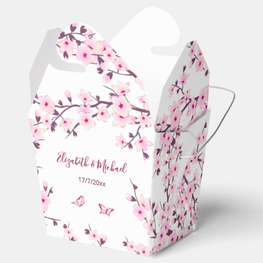 Cherry Blossom Pink White Custom Wedding Bedankdoosjes (Geopend)