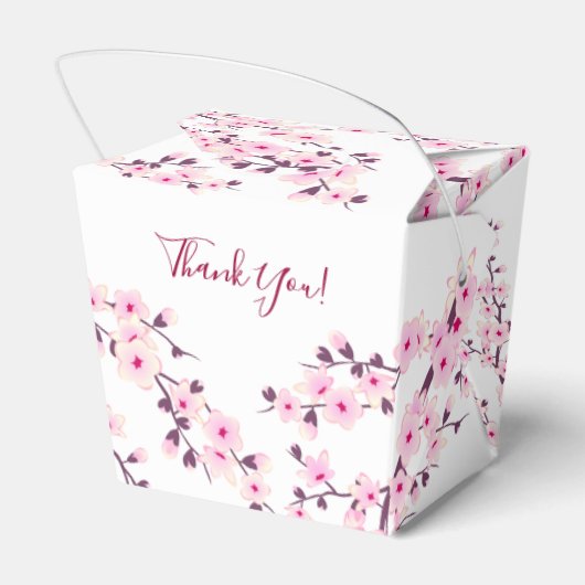 Cherry Blossom Pink White Custom Wedding  Bedankdoosjes (Achterkant)