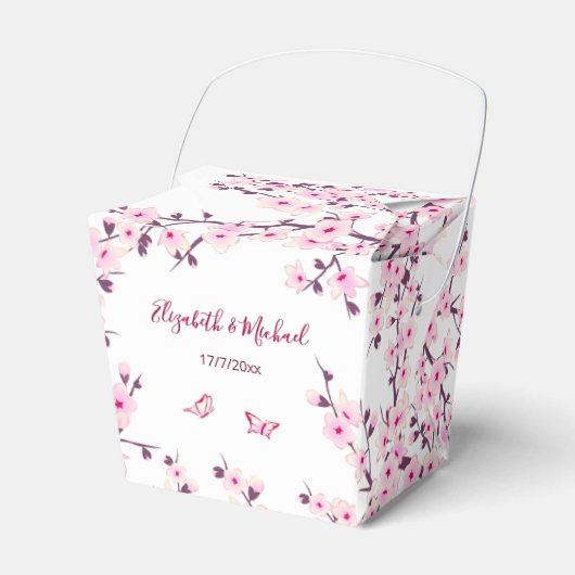Cherry Blossom Pink White Custom Wedding  Bedankdoosjes (Voorkant Zijde)