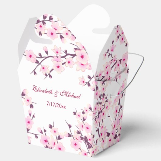 Cherry Blossom Pink White | Custom Wedding Bedankdoosjes (Geopend)