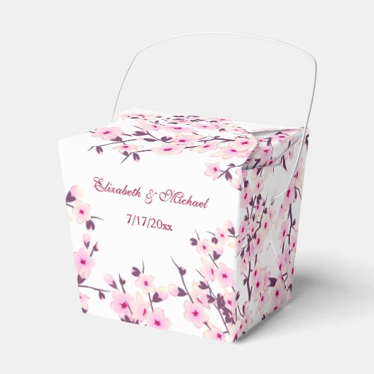 Cherry Blossom Pink White | Custom Wedding Bedankdoosjes (Voorkant Zijde)