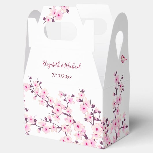 Cherry Blossom Pink White Custom Wedding Bedankdoosjes (Geopend)