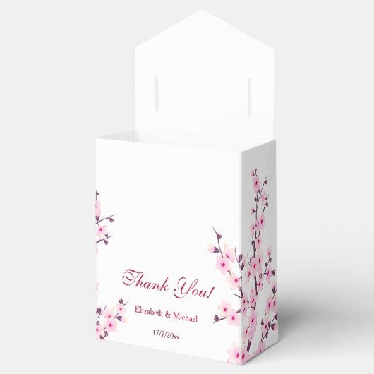 Cherry Blossom Pink White Custom Wedding Bedankdoosjes (Geopend)
