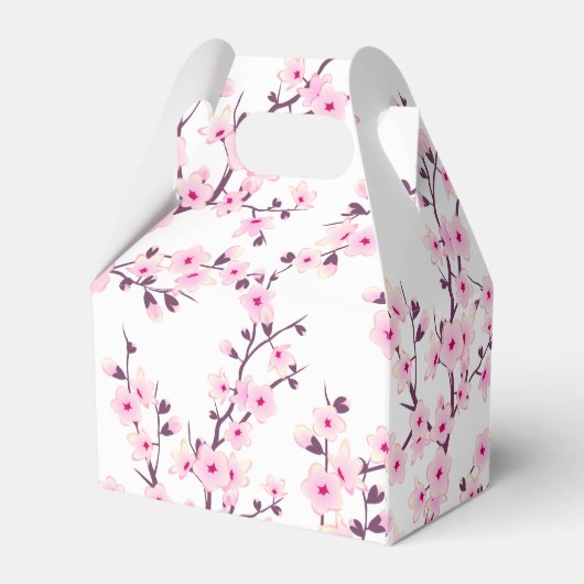 Cherry Blossom Pink White Custom Wedding Bedankdoosjes (Achterkant)