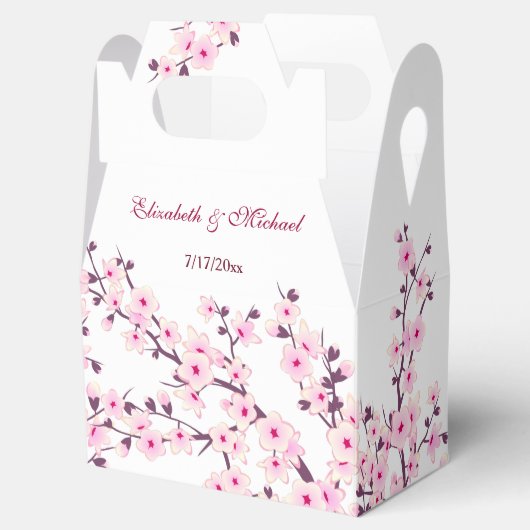 Cherry Blossom Pink White Custom Wedding Bedankdoosjes (Geopend)