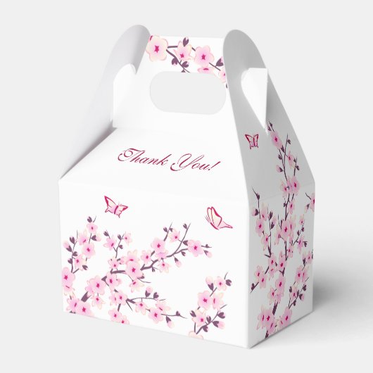 Cherry Blossom Pink White Custom Wedding Bedankdoosjes (Achterkant)
