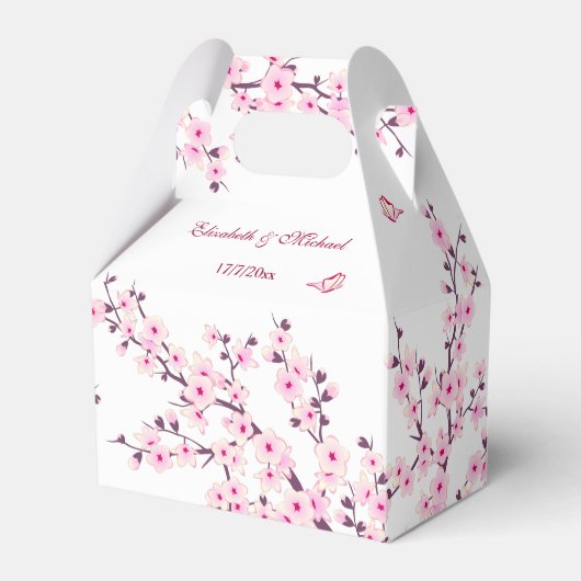 Cherry Blossom Pink White Custom Wedding Bedankdoosjes (Voorkant Zijde)