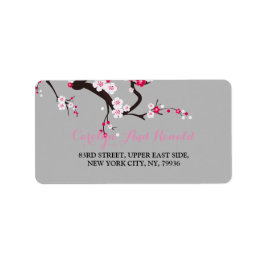 Cherry Blossom Pink White flora Adres label