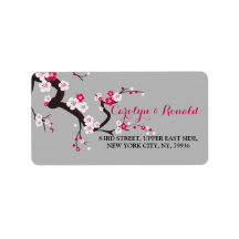 Cherry Blossom Pink White flora Adres label