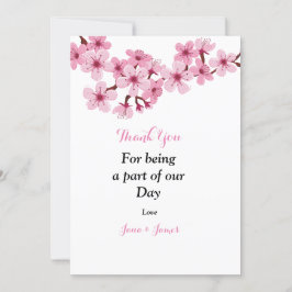 Cherry Blossom Pink White floral Bedankt! Bedankkaart