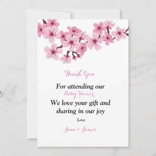 Cherry Blossom Pink White floral Bedankt! Bedankkaart (Voorkant)