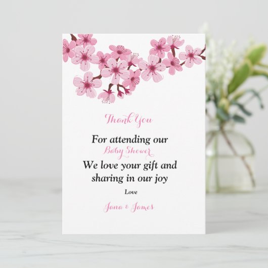 Cherry Blossom Pink White floral Bedankt! Bedankkaart (Staand voorkant)