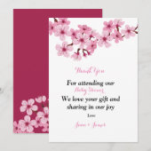 Cherry Blossom Pink White floral Bedankt! Bedankkaart (Voorkant / Achterkant)