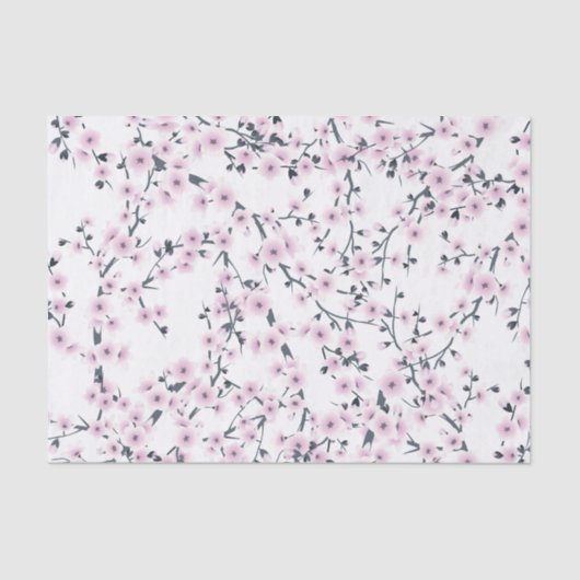 Cherry Blossom Pink White Floral Pattern Tissuepapier (Voorkant)