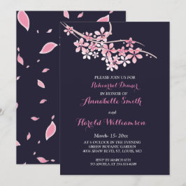 Cherry Blossom Pink White floral Rehearsal Dinner Kaart