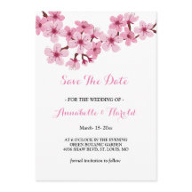Cherry Blossom Pink White floral save the date
