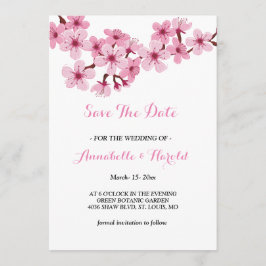 Cherry Blossom Pink White floral save the date