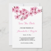 Cherry Blossom Pink White floral save the date (Voorkant)