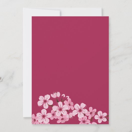 Cherry Blossom Pink White floral save the date (Achterkant)