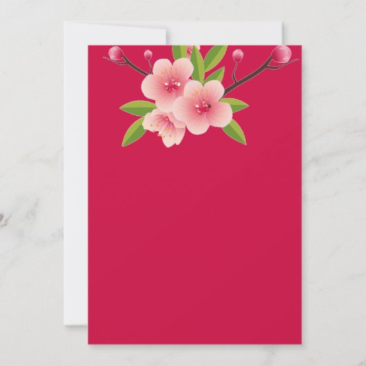 Cherry Blossom Pink White floral save the date (Achterkant)