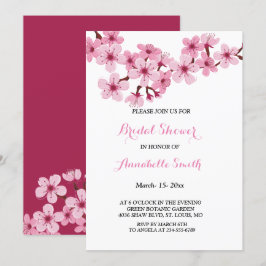 Cherry Blossom Pink White floral VRIJGEZELLENFEEST Kaart