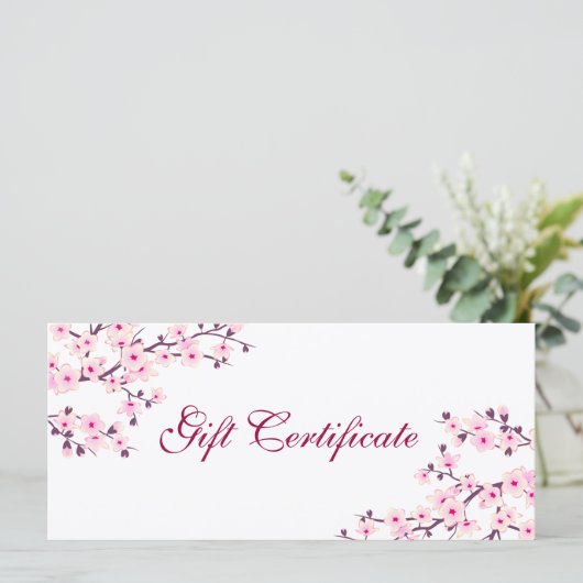 Cherry Blossom Pink White Gift Certificate (Staand voorkant)