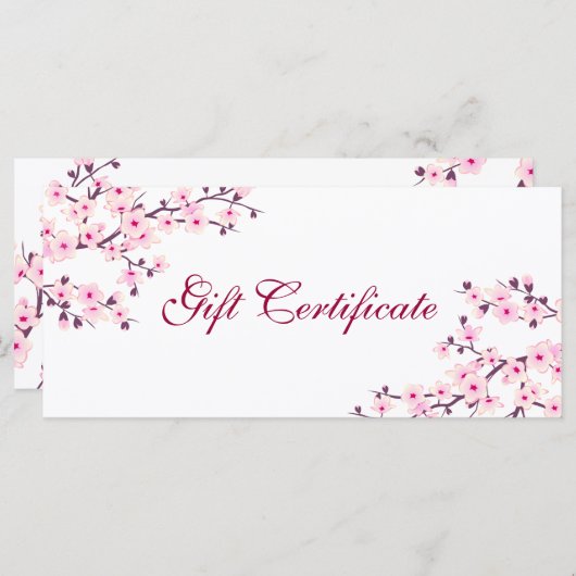Cherry Blossom Pink White Gift Certificate (Voorkant / Achterkant)