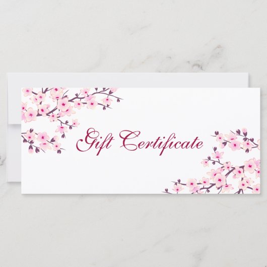 Cherry Blossom Pink White Gift Certificate (Voorkant)
