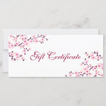 Cherry Blossom Pink White Gift Certificate