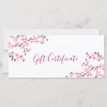 Cherry Blossom Pink White Gift Certificate