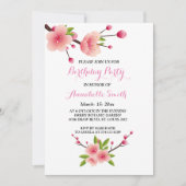 Cherry Blossom Pink White green floral Birthday Kaart (Voorkant)