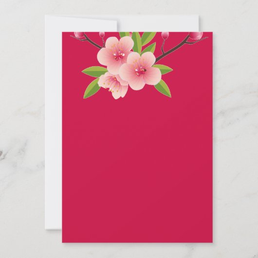 Cherry Blossom Pink White green floral Birthday Kaart (Achterkant)
