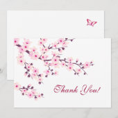 Cherry Blossom Pink White Hartelijk dank Bedankkaart (Voorkant / Achterkant)