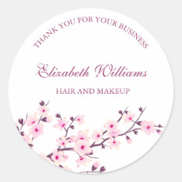 Cherry Blossom Pink White Hartelijk dank Ronde Sticker