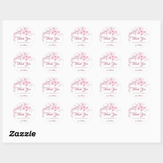 Cherry Blossom Pink White Hartelijk dank Ronde Sticker (Vel)
