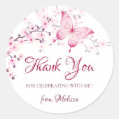 Cherry Blossom Pink White Hartelijk dank Ronde Sticker (Voorkant)
