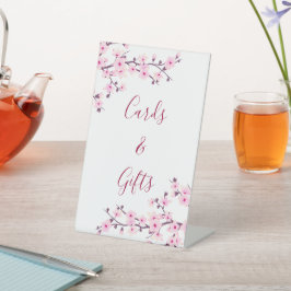 Cherry Blossom Pink White Kaarten en Gifts Reclamebord Met Voetstuk