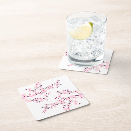 Cherry Blossom Pink White Kartonnen Onderzetters (Insitu)