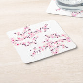Cherry Blossom Pink White Kartonnen Onderzetters (Schuin)