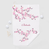 Cherry Blossom Pink White Monogram Golfhanddoek (Insitu)