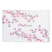 Cherry Blossom Pink White Monogram Kussensloop (Achterkant)