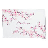 Cherry Blossom Pink White Monogram Kussensloop (Voorkant)