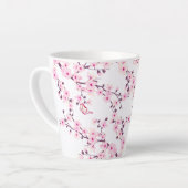 Cherry Blossom Pink White Monogram Latte Mok (Linkerhoek)